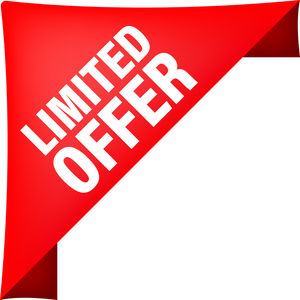 Red limited offer in vintage style. Sticker design. Sale, sp